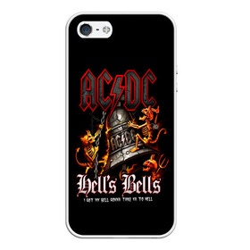 Чехол для iPhone 5/5S матовый с принтом AC DC Hells Bells в Кировске, Силикон | Область печати: задняя сторона чехла, без боковых панелей | ac dc | acdc | back in black | columbia | epic | force | guitar | pop | rock | vevo | ангус | ангус янг | ас дс | асдс | блюз | бон скотт | брайан джонсон | дэйв эванс | клифф уильямс | крис слейд | малькольм янг | рок | стиви янг | фил радд