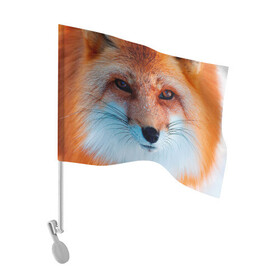 Флаг для автомобиля с принтом Мордочка лисы в Кировске, 100% полиэстер | Размер: 30*21 см | fox | foxy | животное | звери | лиса | лисенок | лисичка | милая | рыжая | фокс