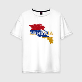 Женская футболка хлопок Oversize с принтом Armenia Map в Кировске, 100% хлопок | свободный крой, круглый ворот, спущенный рукав, длина до линии бедер
 | armenia | armenya | арарат | армения | армяне | армянин | горы | ереван | кавказ | народ | саркисян | ссср | страна | флаг