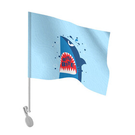Флаг для автомобиля с принтом Акула bite в Кировске, 100% полиэстер | Размер: 30*21 см | shark | акула | акулы | жители | клыки | море | морские | океан | рыба