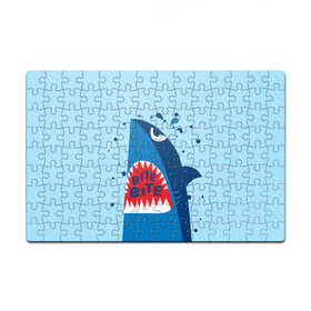 Головоломка Пазл магнитный 126 элементов с принтом Акула bite в Кировске, полимерный материал с магнитным слоем | 126 деталей, размер изделия —  180*270 мм | shark | акула | акулы | жители | клыки | море | морские | океан | рыба