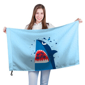 Флаг 3D с принтом Акула bite в Кировске, 100% полиэстер | плотность ткани — 95 г/м2, размер — 67 х 109 см. Принт наносится с одной стороны | shark | акула | акулы | жители | клыки | море | морские | океан | рыба