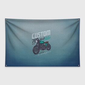 Флаг-баннер с принтом Custom Bike в Кировске, 100% полиэстер | размер 67 х 109 см, плотность ткани — 95 г/м2; по краям флага есть четыре люверса для крепления | bike | custom | байк | байкер | кастом | мото | мотокросс | мотоцикл | скорость