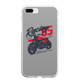 Чехол для iPhone 7Plus/8 Plus матовый с принтом Racing 85 в Кировске, Силикон | Область печати: задняя сторона чехла, без боковых панелей | bike | custom | байк | байкер | кастом | мото | мотокросс | мотоцикл | скорость