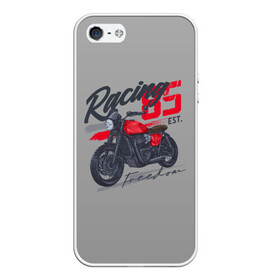 Чехол для iPhone 5/5S матовый с принтом Racing 85 в Кировске, Силикон | Область печати: задняя сторона чехла, без боковых панелей | bike | custom | байк | байкер | кастом | мото | мотокросс | мотоцикл | скорость
