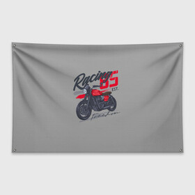 Флаг-баннер с принтом Racing 85 в Кировске, 100% полиэстер | размер 67 х 109 см, плотность ткани — 95 г/м2; по краям флага есть четыре люверса для крепления | bike | custom | байк | байкер | кастом | мото | мотокросс | мотоцикл | скорость