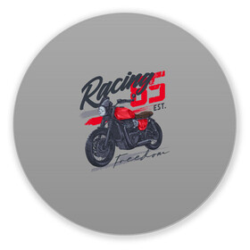 Коврик для мышки круглый с принтом Racing 85 в Кировске, резина и полиэстер | круглая форма, изображение наносится на всю лицевую часть | bike | custom | байк | байкер | кастом | мото | мотокросс | мотоцикл | скорость