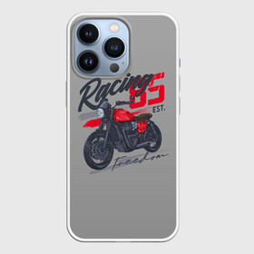 Чехол для iPhone 13 Pro с принтом Racing 85 в Кировске,  |  | Тематика изображения на принте: bike | custom | байк | байкер | кастом | мото | мотокросс | мотоцикл | скорость