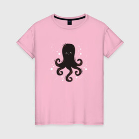 Женская футболка хлопок с принтом Осьминог каваи в Кировске, 100% хлопок | прямой крой, круглый вырез горловины, длина до линии бедер, слегка спущенное плечо | cute | octopus | милый | морское | осьминог | осьминожка | паттерн | тентакли | щупальца