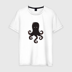 Мужская футболка хлопок с принтом Осьминог каваи в Кировске, 100% хлопок | прямой крой, круглый вырез горловины, длина до линии бедер, слегка спущенное плечо. | cute | octopus | милый | морское | осьминог | осьминожка | паттерн | тентакли | щупальца