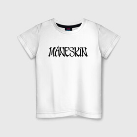 Детская футболка хлопок с принтом Maneskin в Кировске, 100% хлопок | круглый вырез горловины, полуприлегающий силуэт, длина до линии бедер | maneskin | евровидение 2021 | манескин | монскин