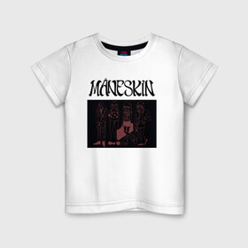 Детская футболка хлопок с принтом Maneskin в Кировске, 100% хлопок | круглый вырез горловины, полуприлегающий силуэт, длина до линии бедер | maneskin | manskin | monskin | манескин | монскин