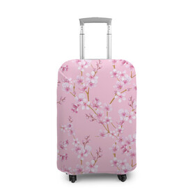 Чехол для чемодана 3D с принтом Цветущая розовая вишня в Кировске, 86% полиэфир, 14% спандекс | двустороннее нанесение принта, прорези для ручек и колес | cherry blossom | sakura | азия | весна | ветки | вишня | для девушки | женский | милый | нежный | природа | розовый | сакура | цветение | цветочный принт | цветущая вишня | цветущие ветки | цветущий миндаль