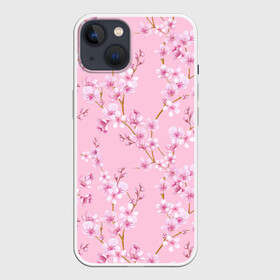 Чехол для iPhone 13 с принтом Цветущая розовая вишня в Кировске,  |  | cherry blossom | sakura | азия | весна | ветки | вишня | для девушки | женский | милый | нежный | природа | розовый | сакура | цветение | цветочный принт | цветущая вишня | цветущие ветки | цветущий миндаль
