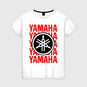 Женская футболка хлопок с принтом YAMAHA / ЯМАХА / МОТОСПОРТ в Кировске, 100% хлопок | прямой крой, круглый вырез горловины, длина до линии бедер, слегка спущенное плечо | motorcycle | yamaha | yzf r6. | байк | байкер | мотоспорт | мототехника | мотоцикл | мотоциклист | скутер | ямаха