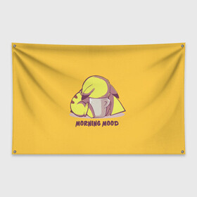 Флаг-баннер с принтом Pikachu morning mood в Кировске, 100% полиэстер | размер 67 х 109 см, плотность ткани — 95 г/м2; по краям флага есть четыре люверса для крепления | morning | pikachu | pokemon | кофе | настроение | пикачу | покемон | утро