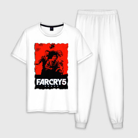 Мужская пижама хлопок с принтом FARCRY  | ФАРКРАЙ  в Кировске, 100% хлопок | брюки и футболка прямого кроя, без карманов, на брюках мягкая резинка на поясе и по низу штанин
 | farcry | fc 5 | fc5 | фар край