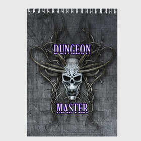 Скетчбук с принтом DM Dungeon Master SKULL в Кировске, 100% бумага
 | 48 листов, плотность листов — 100 г/м2, плотность картонной обложки — 250 г/м2. Листы скреплены сверху удобной пружинной спиралью | Тематика изображения на принте: dd | dm | dungeon master | dungeons and dragons | skull | днд | мастер подземелий | подземелья и драконы