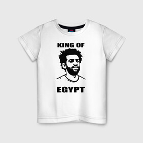 Детская футболка хлопок с принтом KING OF EGYPT в Кировске, 100% хлопок | круглый вырез горловины, полуприлегающий силуэт, длина до линии бедер | Тематика изображения на принте: basel | champion | chelsea | fifa | lfc | liverpool | mo salah | mohamed salah | mokawloon | roma | soccer | uefa | базель | египет | ливерпуль | лига чемпионов | лфк | мокавлун | мохаммед салах | рома | уефа | фифа | футбол