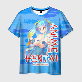 Мужская футболка 3D с принтом Anime vs Hentai в Кировске, 100% полиэфир | прямой крой, круглый вырез горловины, длина до линии бедер | девушка | надпись | хентаи