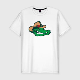 Мужская футболка хлопок Slim с принтом Аллигатор в панаме в Кировске, 92% хлопок, 8% лайкра | приталенный силуэт, круглый вырез ворота, длина до линии бедра, короткий рукав | alligator | crocodile | reptile | аллигатор | крокодил | крокодильчик