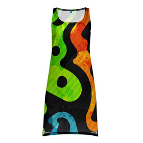 Платье-майка 3D с принтом Разноцветные Кляксы Фигуры в Кировске, 100% полиэстер | полуприлегающий силуэт, широкие бретели, круглый вырез горловины, удлиненный подол сзади. | абстракция | кляксы | разноцветные | фигуры