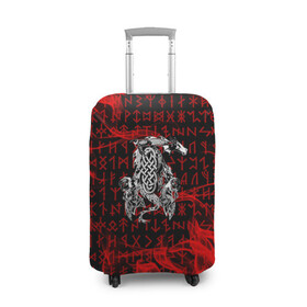 Чехол для чемодана 3D с принтом Кельтский дракон в Кировске, 86% полиэфир, 14% спандекс | двустороннее нанесение принта, прорези для ручек и колес | веды | дракон | древнеиндийский | кельтский | махабхарата | руны | символы | славянские | эпос