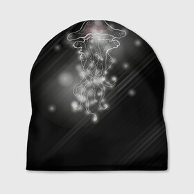 Шапка 3D с принтом Медуза на черном в Кировске, 100% полиэстер | универсальный размер, печать по всей поверхности изделия | jellyfish | medusa | жители | медуза | медузы | морские | океан