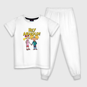 Детская пижама хлопок с принтом Арнольд и Хельга в Кировске, 100% хлопок |  брюки и футболка прямого кроя, без карманов, на брюках мягкая резинка на поясе и по низу штанин
 | arnold | helga | hey | hey arnold | арнольд | хельга | эй арнольд