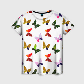 Женская футболка 3D с принтом Бабочки и лето в Кировске, 100% полиэфир ( синтетическое хлопкоподобное полотно) | прямой крой, круглый вырез горловины, длина до линии бедер | бабочки | красота | лето | любовь | насекомые | природа
