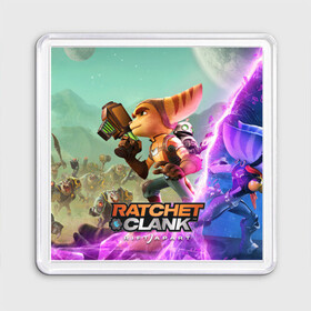 Магнит 55*55 с принтом Ratchet & Clank Rift Apart в Кировске, Пластик | Размер: 65*65 мм; Размер печати: 55*55 мм | Тематика изображения на принте: action | animals | nextgen | pc | playstation | ps 5 | ratchet and clank rift apart | robot | sony | steam | top | valve | video games | weapon | xbox | валв | видео игры | животные | иксбокс | некстген | оружие | пк | плейстейшен | пс 5 | робот 