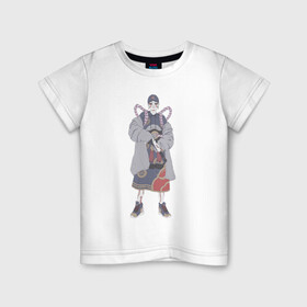 Детская футболка хлопок с принтом Стимпанк наёмник в Кировске, 100% хлопок | круглый вырез горловины, полуприлегающий силуэт, длина до линии бедер | арт | воин | демон | ёкай | киберпанк | китай | рисунок | рога | самурай | стимпанк | япония