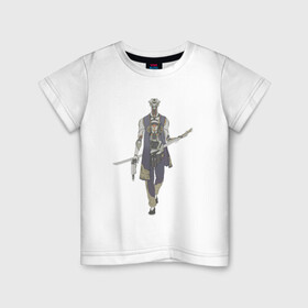 Детская футболка хлопок с принтом Робот воин в Кировске, 100% хлопок | круглый вырез горловины, полуприлегающий силуэт, длина до линии бедер | арт | воин | демон | ёкай | катана | китай | рисунок | робот | рога | самурай | стимпанк | япония