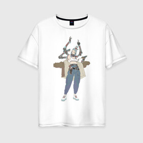 Женская футболка хлопок Oversize с принтом Шива в Кировске, 100% хлопок | свободный крой, круглый ворот, спущенный рукав, длина до линии бедер
 | арт | богиня | воин | демон | ёкай | кибер руки | китай | рисунок | рога | руки | руки робота | самурай | современный бог | шива | япония