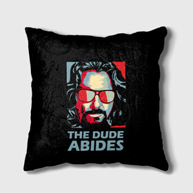 Подушка 3D с принтом The Dude Abides (Лебовски) в Кировске, наволочка – 100% полиэстер, наполнитель – холлофайбер (легкий наполнитель, не вызывает аллергию). | состоит из подушки и наволочки. Наволочка на молнии, легко снимается для стирки | abide | big | dude | jeff | lebowski | the | большой | лебовски | фильм | чувак