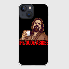 Чехол для iPhone 13 mini с принтом The Dude Abides (Lebowski) в Кировске,  |  | abide | big | dude | jeff | lebowski | the | большой | лебовски | фильм | чувак