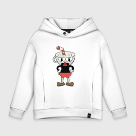 Детское худи Oversize хлопок с принтом Cuphead в Кировске, френч-терри — 70% хлопок, 30% полиэстер. Мягкий теплый начес внутри —100% хлопок | боковые карманы, эластичные манжеты и нижняя кромка, капюшон на магнитной кнопке | cuphead | game | красная соломинка | платформер | стоит