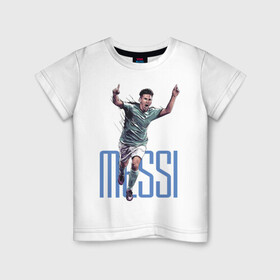 Детская футболка хлопок с принтом Lionel Messi в Кировске, 100% хлопок | круглый вырез горловины, полуприлегающий силуэт, длина до линии бедер | barcelona | forward | lionel messi | star | барселона | звезда | лионель месси | форвард