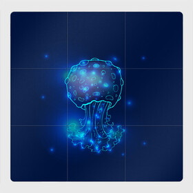 Магнитный плакат 3Х3 с принтом Медуза на синем в Кировске, Полимерный материал с магнитным слоем | 9 деталей размером 9*9 см | jellyfish | medusa | жители | медуза | медузы | морские | океан