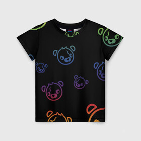 Детская футболка 3D с принтом Colorful Bear в Кировске, 100% гипоаллергенный полиэфир | прямой крой, круглый вырез горловины, длина до линии бедер, чуть спущенное плечо, ткань немного тянется | Тематика изображения на принте: colorful | games | иллюстрация | медведь | обёртка | фортнайт