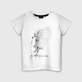 Детская футболка хлопок с принтом Орел расправил крылья в Кировске, 100% хлопок | круглый вырез горловины, полуприлегающий силуэт, длина до линии бедер | Тематика изображения на принте: гордость | крылья | могущество | орел | птица | тату