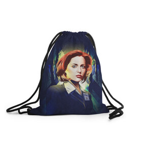 Рюкзак-мешок 3D с принтом Dana Scully в Кировске, 100% полиэстер | плотность ткани — 200 г/м2, размер — 35 х 45 см; лямки — толстые шнурки, застежка на шнуровке, без карманов и подкладки | dana | dana scully | fbi | fox | fox mulder | i want to believe | mulder | scully | the truth is out there | the x files | trust no one | x file | xfile | дана | дана скалли | малдер | секретные материалы | скалли | фбр | фокс | фокс малдер | х файл | хфа