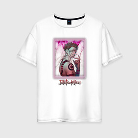 Женская футболка хлопок Oversize с принтом Сукунна в Кировске, 100% хлопок | свободный крой, круглый ворот, спущенный рукав, длина до линии бедер
 | gojo | itadori | jujutsu | satoro | sukua | годжо | итадори | магическая битва | сукунна | юдзи