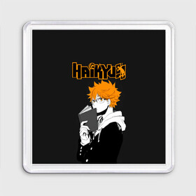 Магнит 55*55 с принтом Шоё Хината Haikyuu!! в Кировске, Пластик | Размер: 65*65 мм; Размер печати: 55*55 мм | anime | haikyu | haikyuu | karasuno | аниме | волейбол | ворон | кагеяма | карасуно | кей | кенма | козуме | куроо | маленький гигант | манга | мяч | некома | ойкава | сатори | сёё | тендо | тобио | тоору | хайкью | хината