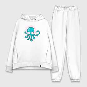 Женский костюм хлопок Oversize с принтом Осьминог в Кировске,  |  | cute | octopus | милый | морское | осьминог | осьминожка | паттерн | тентакли | щупальца