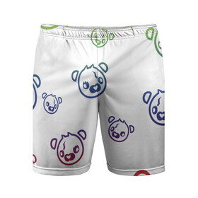 Мужские шорты спортивные с принтом White Colorful Bear в Кировске,  |  | bear | gamer | games | pubg | иллюстрация | королевская битва