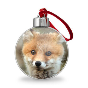 Ёлочный шар с принтом Миленький лисенок в Кировске, Пластик | Диаметр: 77 мм | fox | foxy | животное | звери | лиса | лисенок | лисичка | милая | рыжая | фокс