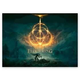 Поздравительная открытка с принтом Elden Ring key art в Кировске, 100% бумага | плотность бумаги 280 г/м2, матовая, на обратной стороне линовка и место для марки
 | action | armor | dark souls | demon | elden ring | fromsoftware | games | george martin | japan | knight | namco bandai | rpg | weapon | броня | дарк соулс | демон | джордж мартин | игры | оружие | рпг | рыцарь | темные души | экшен | япония