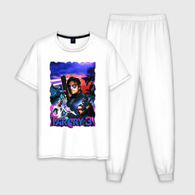 Мужская пижама хлопок с принтом Far Cry 3: Blood Dragon в Кировске, 100% хлопок | брюки и футболка прямого кроя, без карманов, на брюках мягкая резинка на поясе и по низу штанин
 | bloodragon | farcry | fc 5 | fc5 | фар край