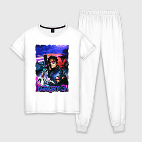 Женская пижама хлопок с принтом Far Cry 3: Blood Dragon в Кировске, 100% хлопок | брюки и футболка прямого кроя, без карманов, на брюках мягкая резинка на поясе и по низу штанин | bloodragon | farcry | fc 5 | fc5 | фар край